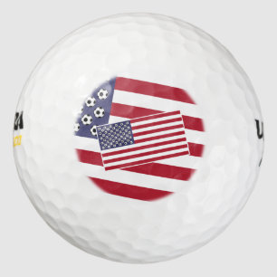 Football Soccer Stars and Stripes Flag Golf Balls