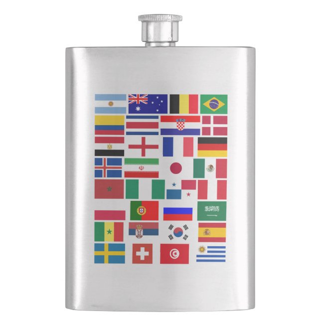 FOOTBALL SOCCER TEAM FLAGS 2018 HIP FLASK (Front)
