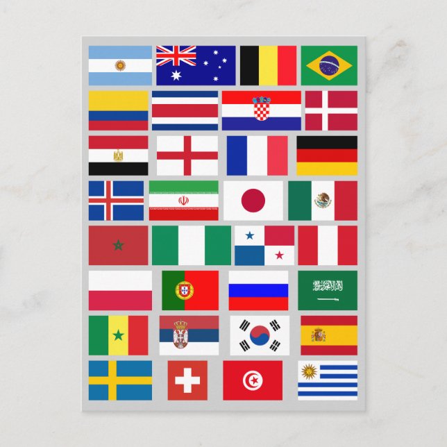 FOOTBALL SOCCER TEAM FLAGS 2018 POSTCARD (Front)
