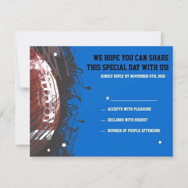 Football Splatter Bar Mitzvah Reply Card (Front)