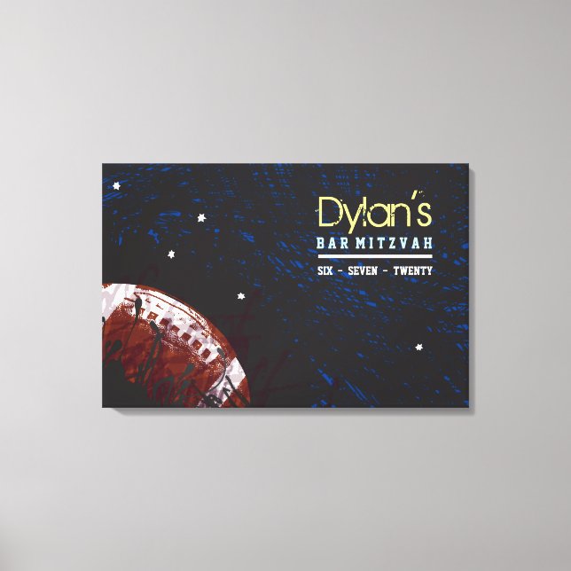 FOOTBALL SPLATTER Bar Mitzvah Sign In Memory Board (Front)