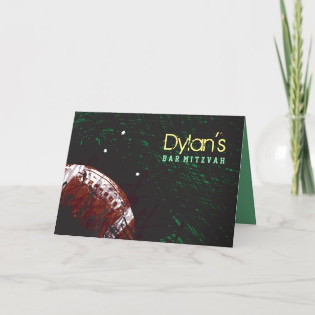 FOOTBALL SPLATTER Bar Mitzvah Thank You Card (Front)