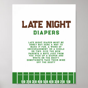 Football Sport Night Diaper Baby Shower Game Sign