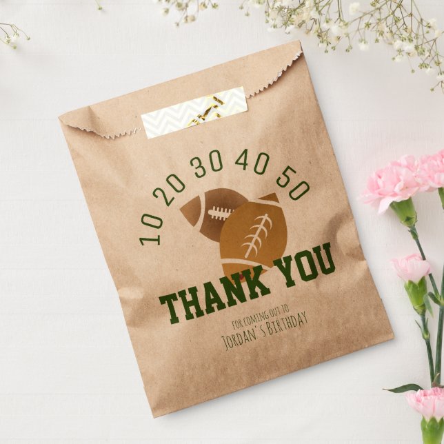 Football Sport TouchDown Tailgate Thank You Kraft Favour Bag (Sealed)