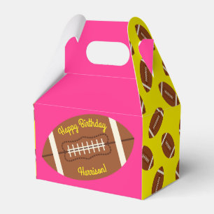 Football Sports Birthday Party Pink Favor Box