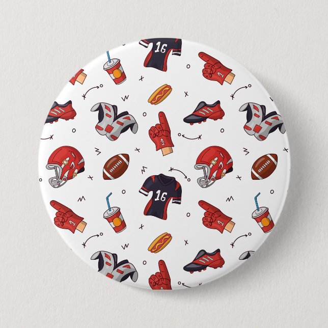 Football Sports Equipment with Food Pattern 3 Inch Round Button (Front)