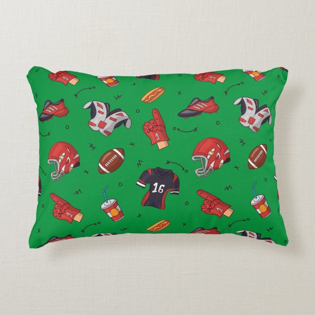 Football Sports Equipment with Food Pattern Accent Pillow (Front)