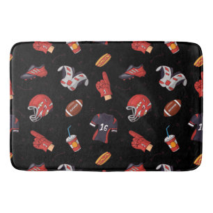 Football Sports Equipment with Food Pattern Bath Mat