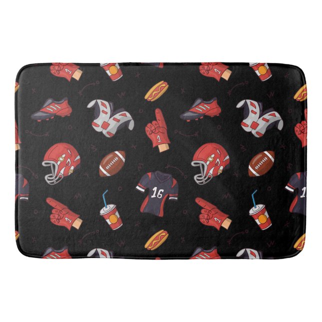 Football Sports Equipment with Food Pattern Bath Mat (Front)