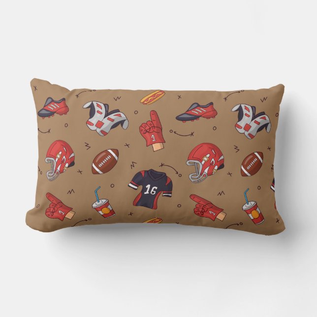 Football Sports Equipment with Food Pattern Lumbar Pillow (Front)