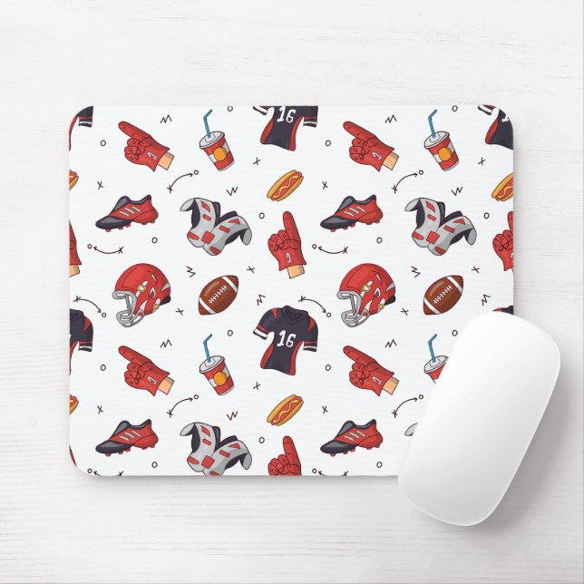Football Sports Equipment with Food Pattern Mouse Pad (With Mouse)