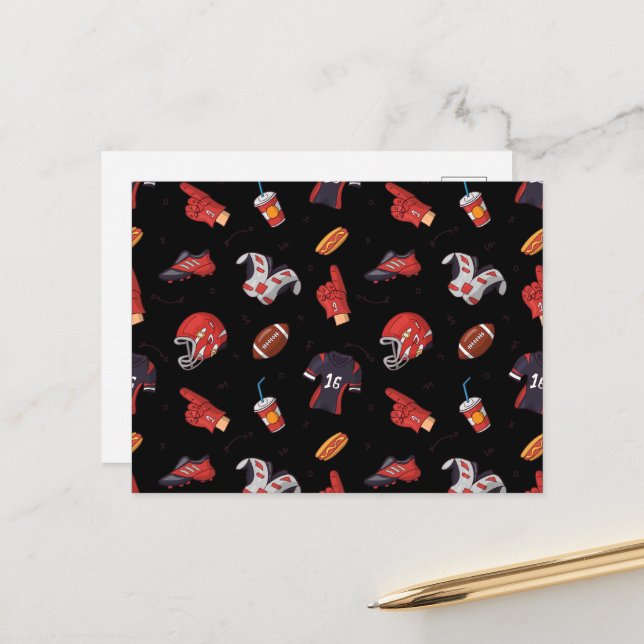 Football Sports Equipment with Food Pattern Postcard (Front/Back In Situ)