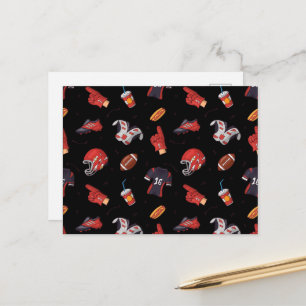 Football Sports Equipment with Food Pattern Postcard