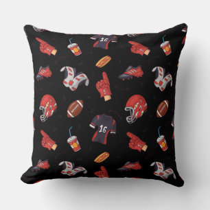 Football Sports Equipment with Food Pattern Throw Pillow