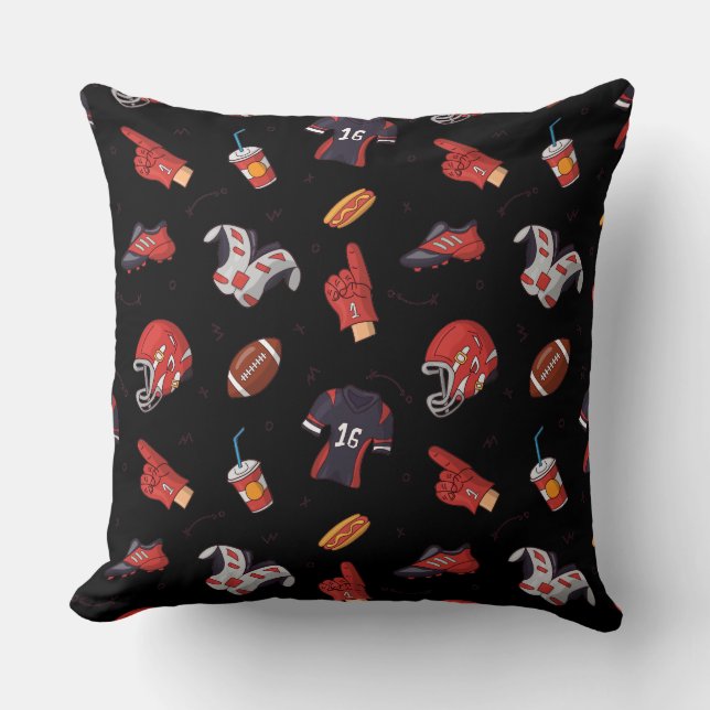 Football Sports Equipment with Food Pattern Throw Pillow (Front)