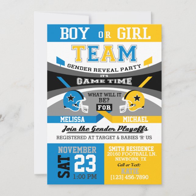 Football Sports Gender Reveal Invitations (Front)