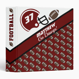 Football Sports Maroon Pattern Name   Team  Number Binder
