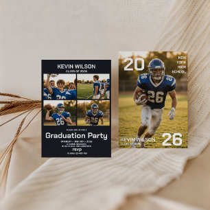 Football Sports Photo Graduation Invitation
