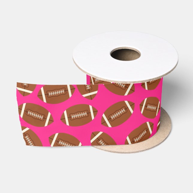 Football Sports Pink Satin Ribbon (Spool)