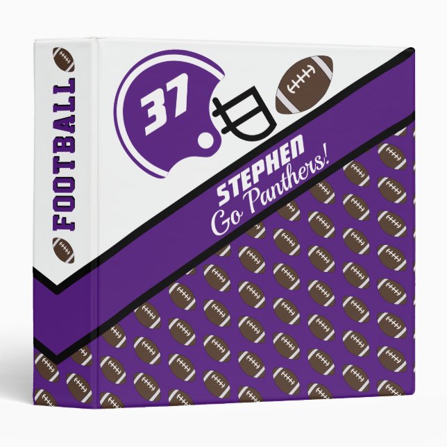 Football Sports Purple Pattern Name | Team| Number Binder (Front/Spine)