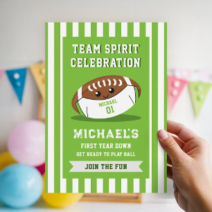 Football Sports Theme First Year Down Birthday Invitation