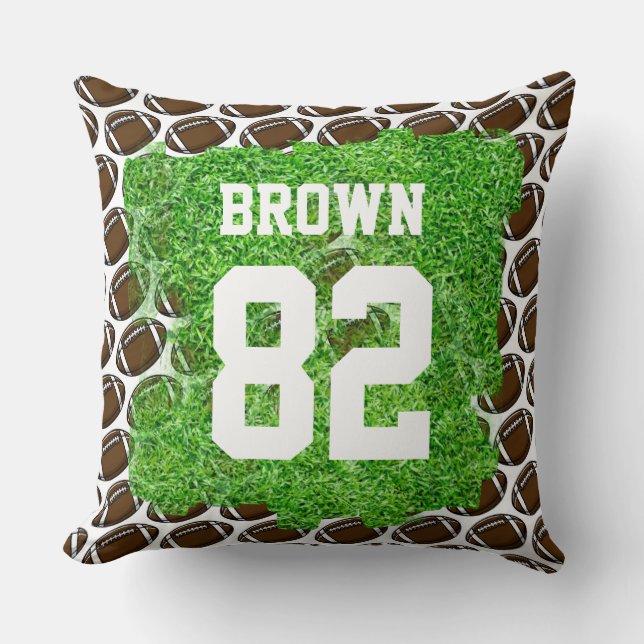 Football Sports Turf Team Name Number  Throw Pillow (Front)