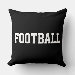 FOOTBALL Sporty Athletic 70s Text On Bold Black Throw Pillow