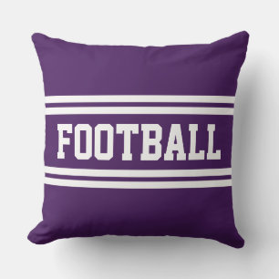 FOOTBALL Sporty Deep Purple White Racing Stripes Outdoor Pillow