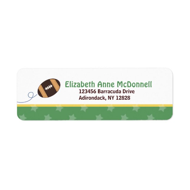 Football Star Sports Theme Custom Address Labels (Front)