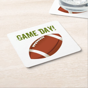 Football Super Fan Game Day Square Paper Coaster