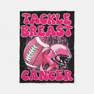 Football Tackle Cancer Breast Cancer Awareness Wom Fleece Blanket