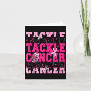 Football Tackle Pink Ribbon Breast Cancer Awarenes Card
