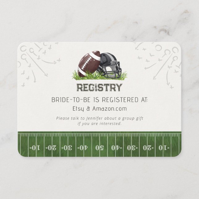 Football Tailgate & Celebrate Bridal Registry Enclosure Card (Front)