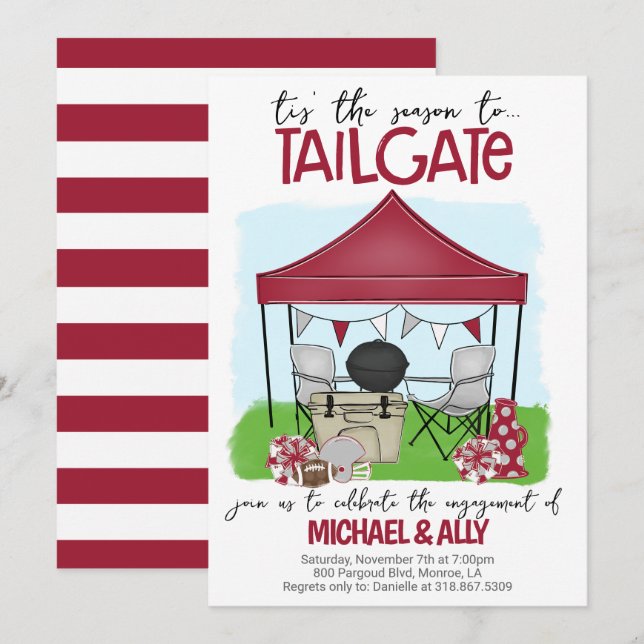 Football Tailgate Engagement change to ANY COLOR Invitation (Front/Back)