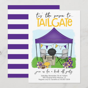 Football Tailgate Purple Gold change to ANY COLOR Invitation