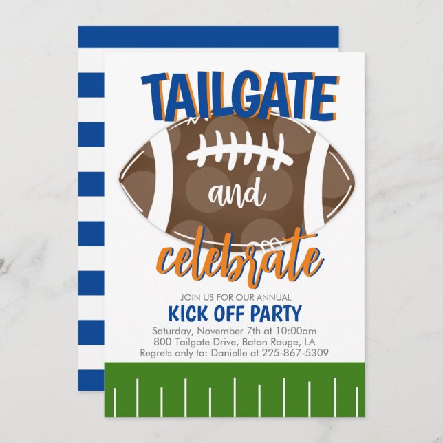 Football Tailgating ANY COLOR COMBO Invitation (Front/Back)