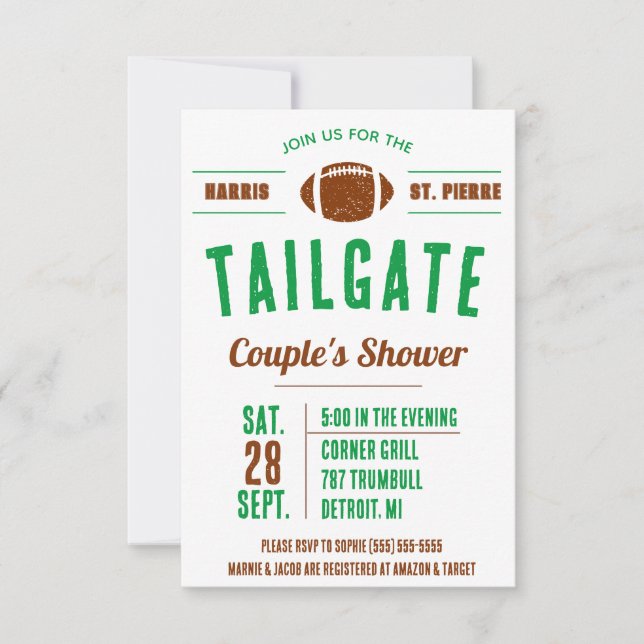 Football Tailgating Couples' Bridal Shower Invitation (Front)