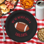 Football Tailgating Paper Plates<br><div class="desc">Invite all your rowdy friends to enjoy your game day with customizable football paper plates in 2 sizes. CHANGE the BACKGROUND colour to anything! ADD text,  change text,  change the font colour,  just click CUSTOMIZE. See MATCHING invitations,  napkins,  coasters and more in our store.</div>