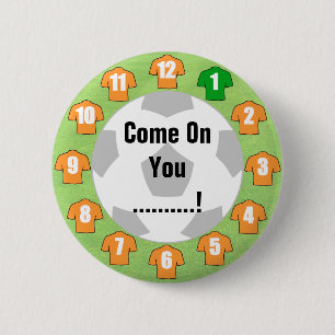 Football Team Badge with Orange Gold Shirts 2 Inch Round Button