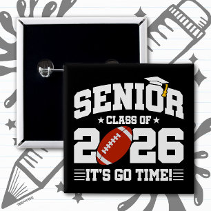 Football Team Class of 2026 Graduation Senior 2026 2 Inch Square Button
