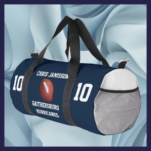 Football Team, Coach Player Navy Blue Personalized Duffle Bag