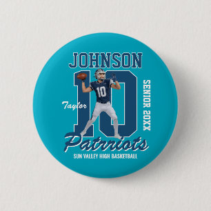 Football Team Custom Photo Jersey Number Sports 2 Inch Round Button