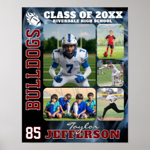 Football Team High School Sports Picture Collage Poster