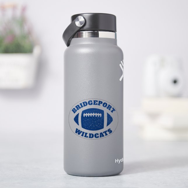 Football team personalized name blue sticker (HydroFlask)