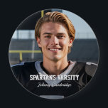 Football Team Player Custom Photo Buttons<br><div class="desc">Let your team spirit soar! These custom photo buttons supporting your favorite player will be the hit of the ball game. Upload your photo and edit the text to include Team name, Player name, or customize to suit your style. Available in multiple sizes and shapes so your team member is...</div>