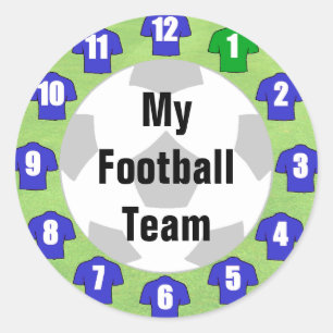 Football Team Stickers with Blue Shirts