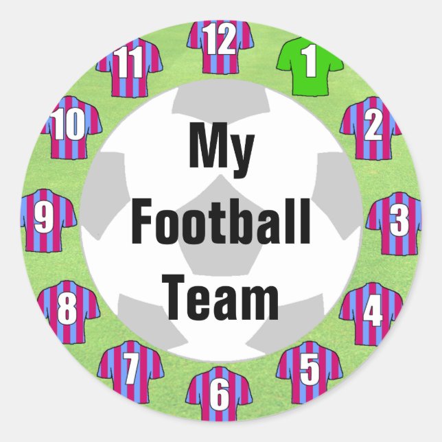 Football Team Stickers with Claret & Blue Shirts (Front)