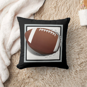 Football Tearing Out -Team Colors - Silver & Black Throw Pillow