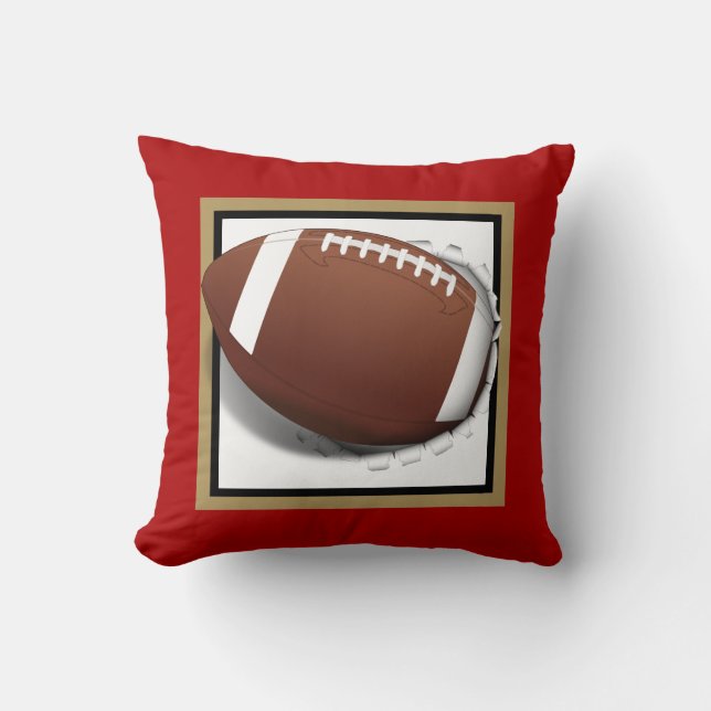 Football Tearing Out -Team Colours - Gold & Black Throw Pillow (Front)