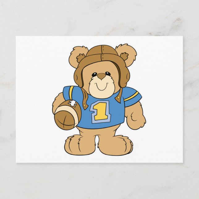 Football Teddy Bear Design Postcard (Front)